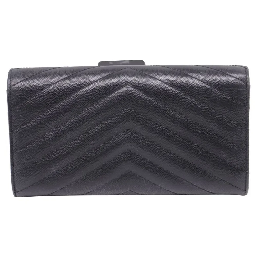 Saint Lauren Large Cassandre Quilted Flap Wallet in Black Lamb Leather - Picture 5 of 10
